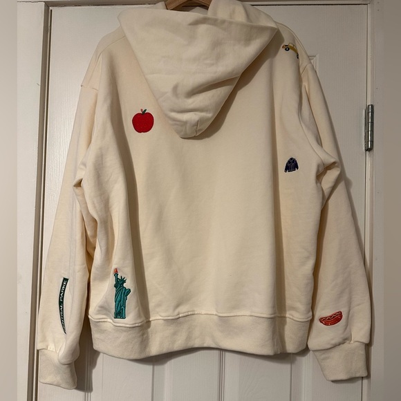 EUC Parke hoodie -L/XL NYC hoodie with double side NYC patches- cream - Picture 3 of 11